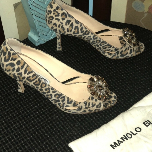 EUC MANOLO BLAHNIK ANIMAL PRINT HEELS SZ 8.5/38.5 - Picture 5 of 7